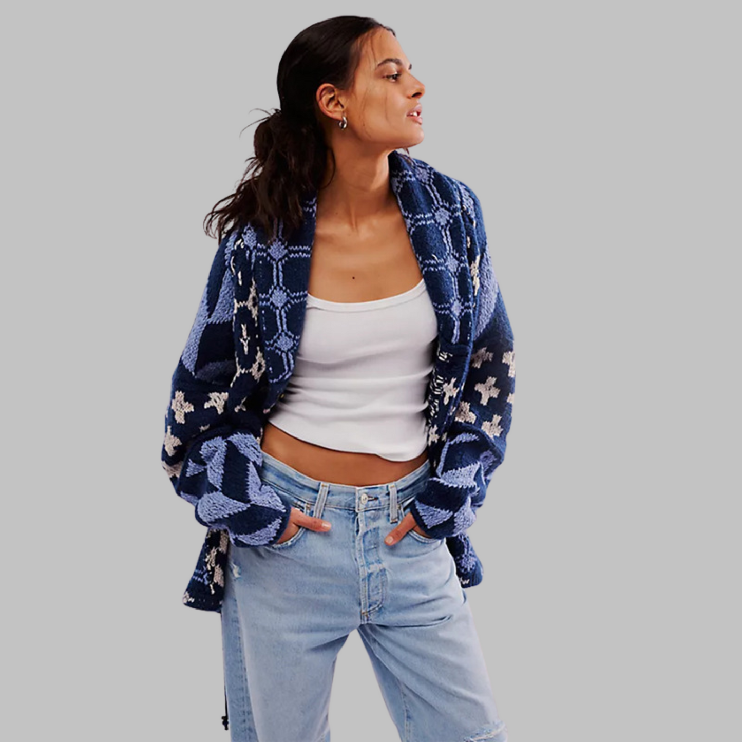 Patricia™ - Vintage Button Down Collar Long Sleeve Oversized Cardigan