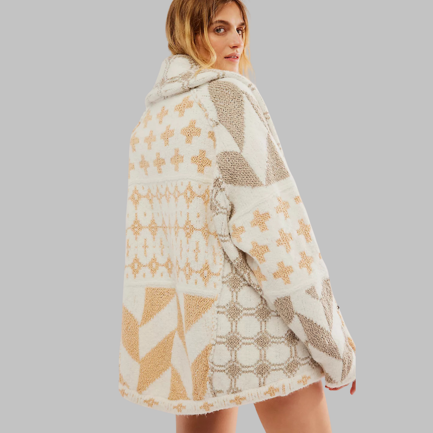 Patricia™ - Vintage Button Down Collar Long Sleeve Oversized Cardigan