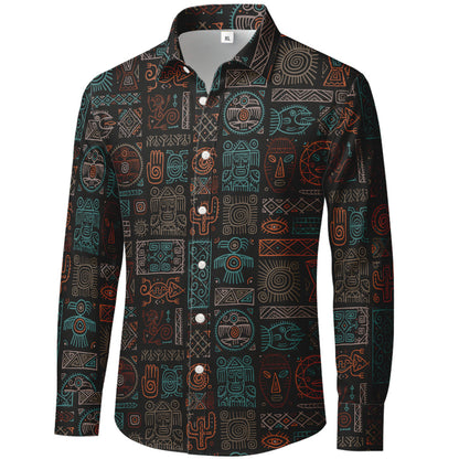 Vunketa - Langærmet skjorte med tribal-mønster