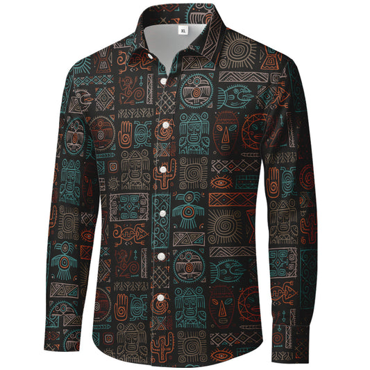 Vunketa - Langærmet skjorte med tribal-mønster