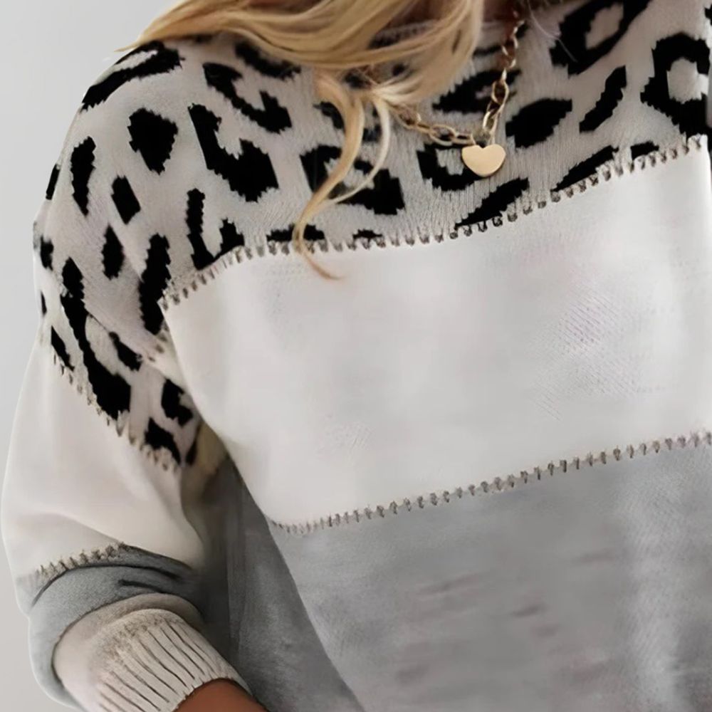 THE VIVIEN SWEATER | MODERN LEOPARD ACCENT