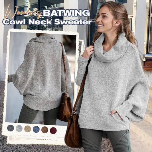 🎉HOT SALE💖Women's Batwing Cowl Neck Sweater with Pockets