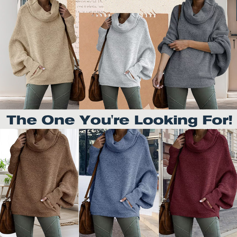 🎉HOT SALE💖Women's Batwing Cowl Neck Sweater with Pockets